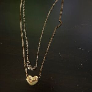 Chic Gold Heart Pendant Necklace with Love Charm